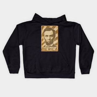 Abraham Lincoln Merica Retro Propaganda Kids Hoodie